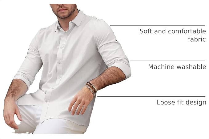 Men Cotton Linen Casual Short Sleeve Shirt